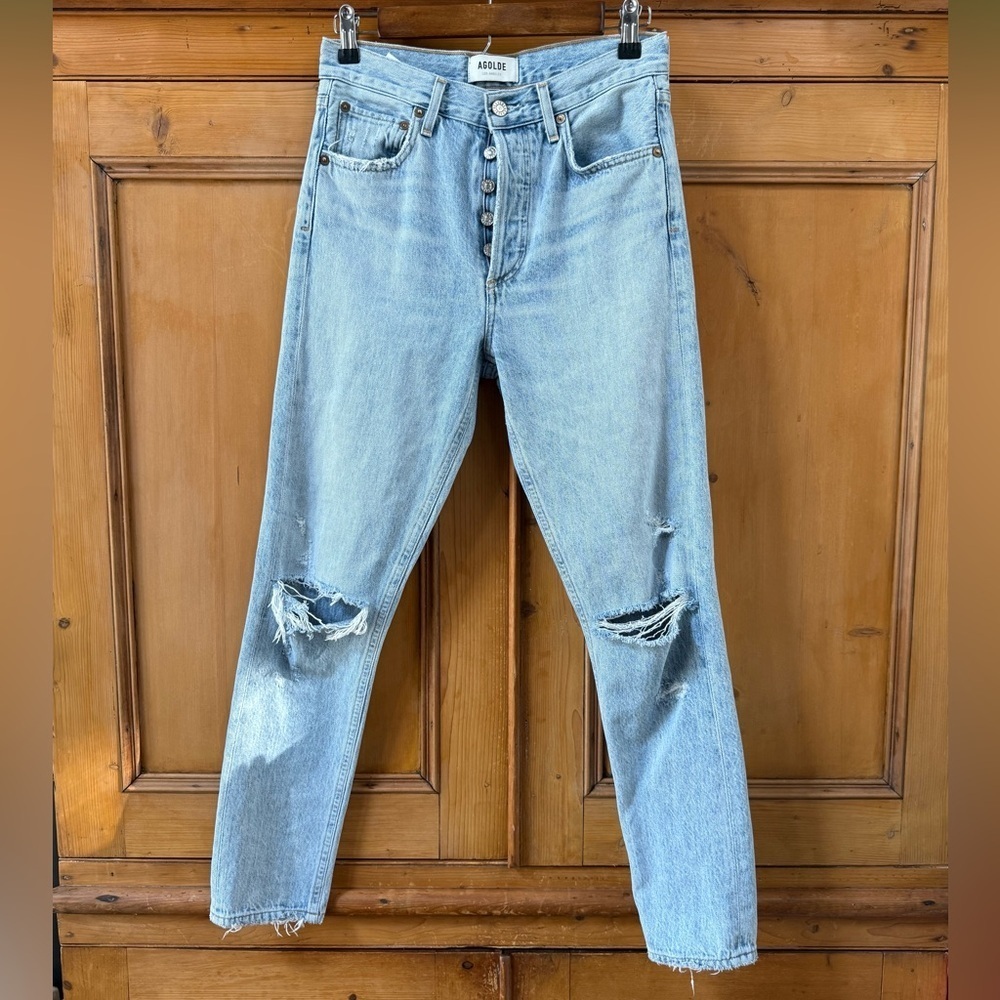 Agolde Jamie High Rise Classic Light Blue Jeans - Picture 11 of 13